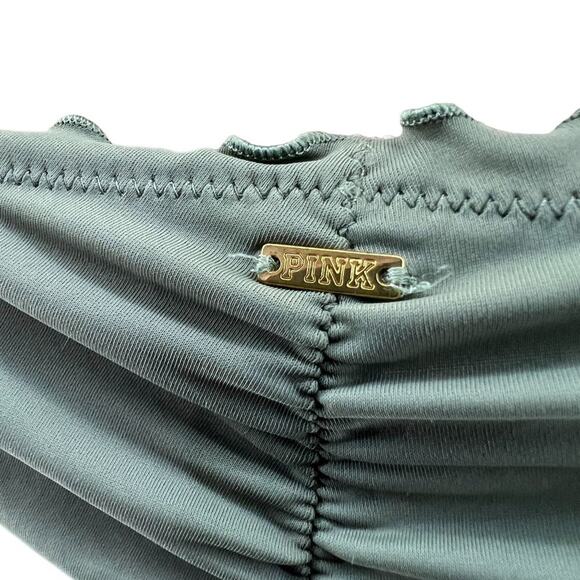 Victoria's Secret PINK Olive Green Ruched Ruffled Ruffle Mini Bikini Bottom S - Picture 4 of 5